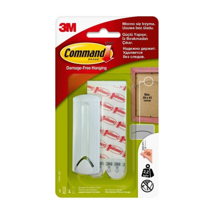 3M Command İpli Askı Arkası, Çerçeveler İçin, İz Bırakmaz, Güçlü - 1