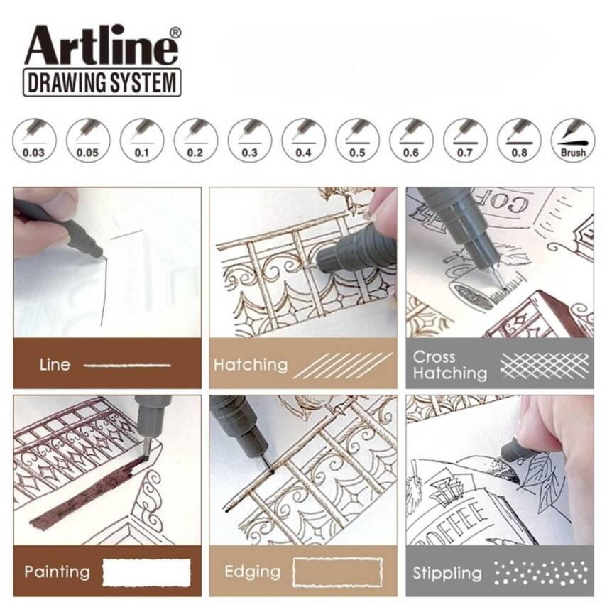 Artline Çizim Kalemi Drawing System 235, 0.5 Siyah, Asitsiz, Dayanıklı - 4