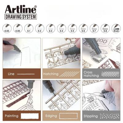 Artline Drawing System 236 Teknik Çizim Kalemi, 0.6 mm Uçlu, Siyah - 4
