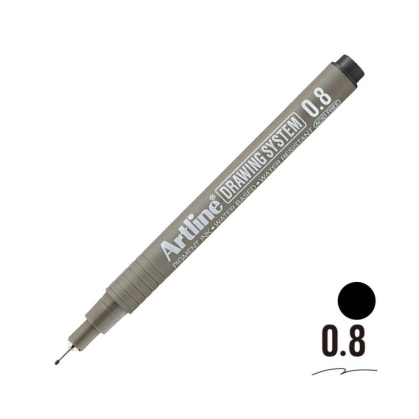 Artline Drawing System 238 Teknik Çizim Kalemi, 0.8 mm Uçlu, Siyah - 2
