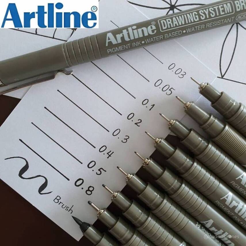 Artline Drawing System 23FN Teknik Çizim Kalemi, Fırça Uçlu, Siyah - 9