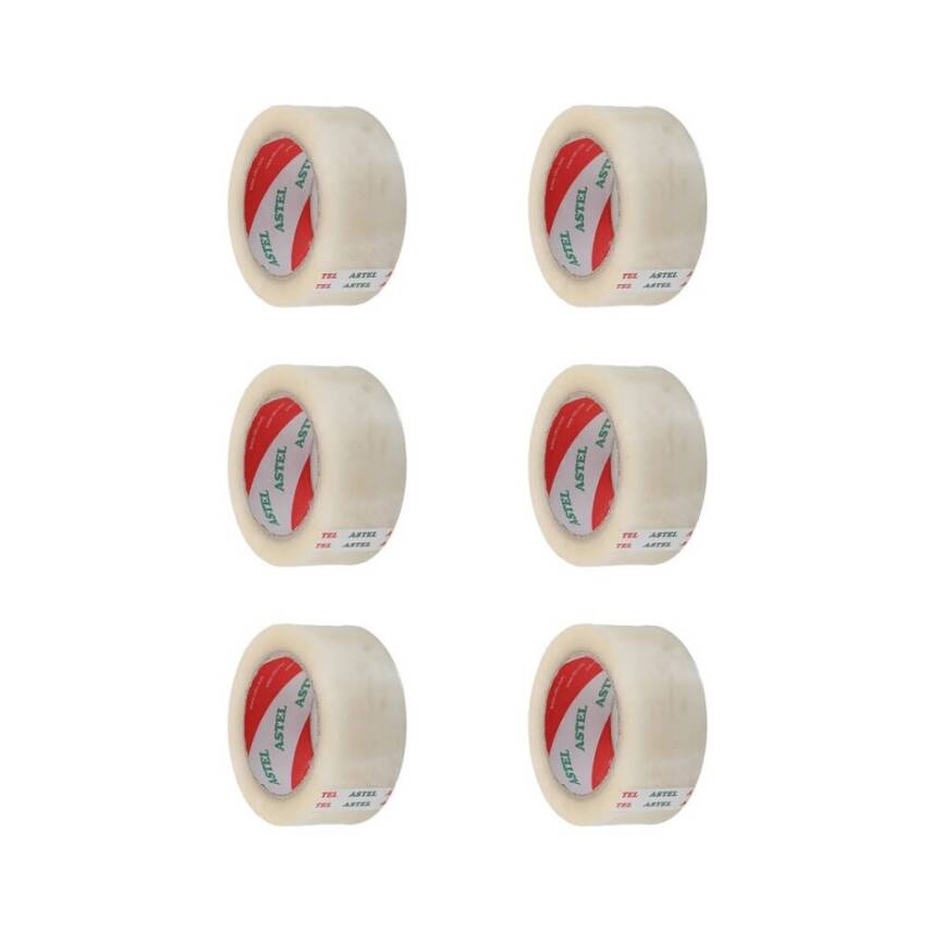 Astel Koli Bandı, 6 Adet, 45 mm 100 m, Şeffaf, Hotmelt, Dayanıklı - 2