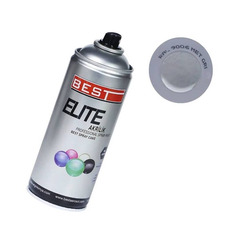 Best Elite Akrilik Sprey Boya, RAL= 90006 - Mat Gri, 400 ml, Dayanıklı - 1
