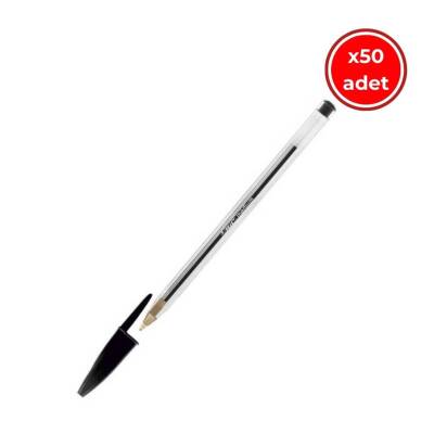 BIC Cristal Medium Tükenmez Kalem, 50 Adet, 3 km Yazma, Siyah, 1.0 mm - BIC