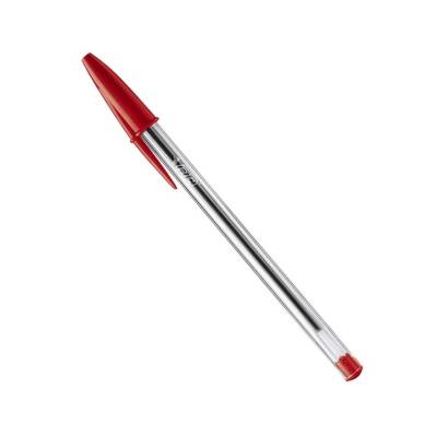 BIC Cristal Medium Tükenmez Kalem, 1.0 mm Uç, Şeffaf Gövde, Kırmızı - BIC
