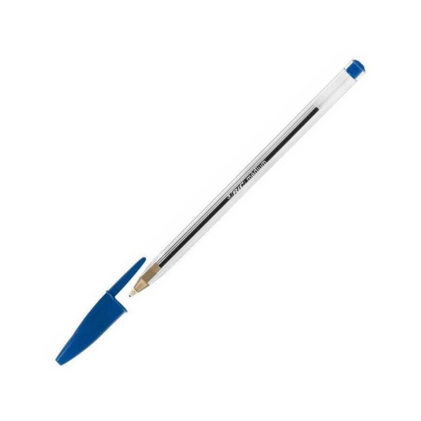BIC Cristal Medium Tükenmez Kalem, 1.0 mm Uç, Şeffaf Gövde, Mavi - 1