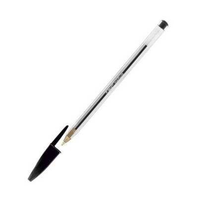 BIC Cristal Medium Tükenmez Kalem, 1.0 mm Uç, Şeffaf Gövde, Siyah - BIC