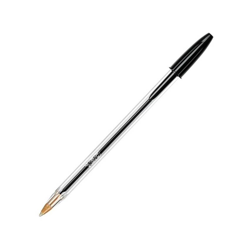 BIC Cristal Medium Tükenmez Kalem, 1.0 mm Uç, Şeffaf Gövde, Siyah - 6