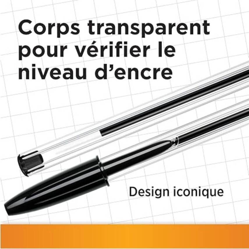 BIC Cristal Medium Tükenmez Kalem, 1.0 mm Uç, Şeffaf Gövde, Siyah - 7