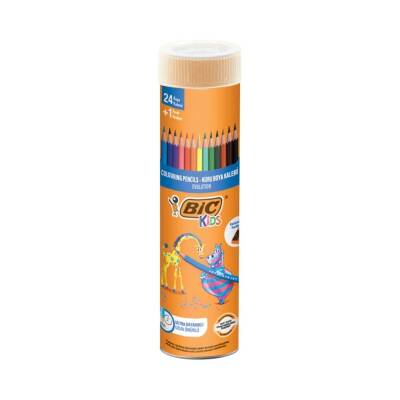 BIC Evolation Kuru Boya Kalem Seti, 24+1 Renk, Metal Tüp, Canlı Renk - BIC