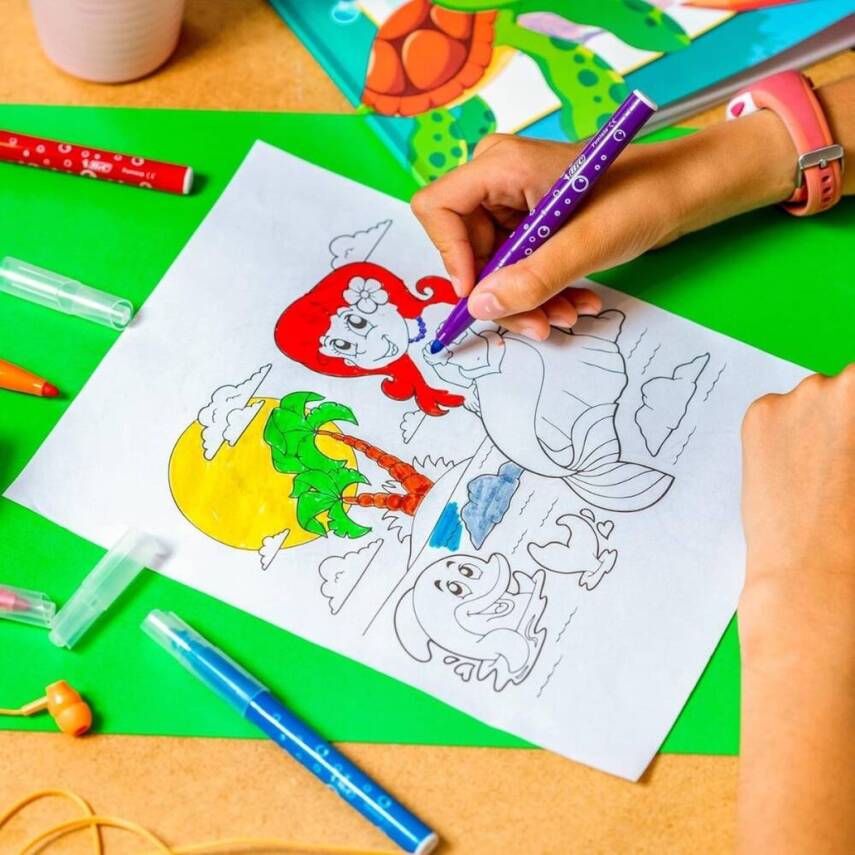 BIC Kid Couleur Keçeli Kalem, 12 Renk, Canlı ve Yıkanabilir Mürekkep - 8