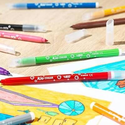BIC Kid Couleur Keçeli Kalem, 12 Renk, Canlı ve Yıkanabilir Mürekkep - 10