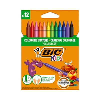 BIC Plasticdecor Pastel Boya Seti, 12 Renk, Canlı ve Dayanıklı Renkler - BIC