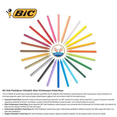 BIC Plasticdecor Pastel Boya Seti, 12 Renk, Canlı ve Dayanıklı Renkler - 6