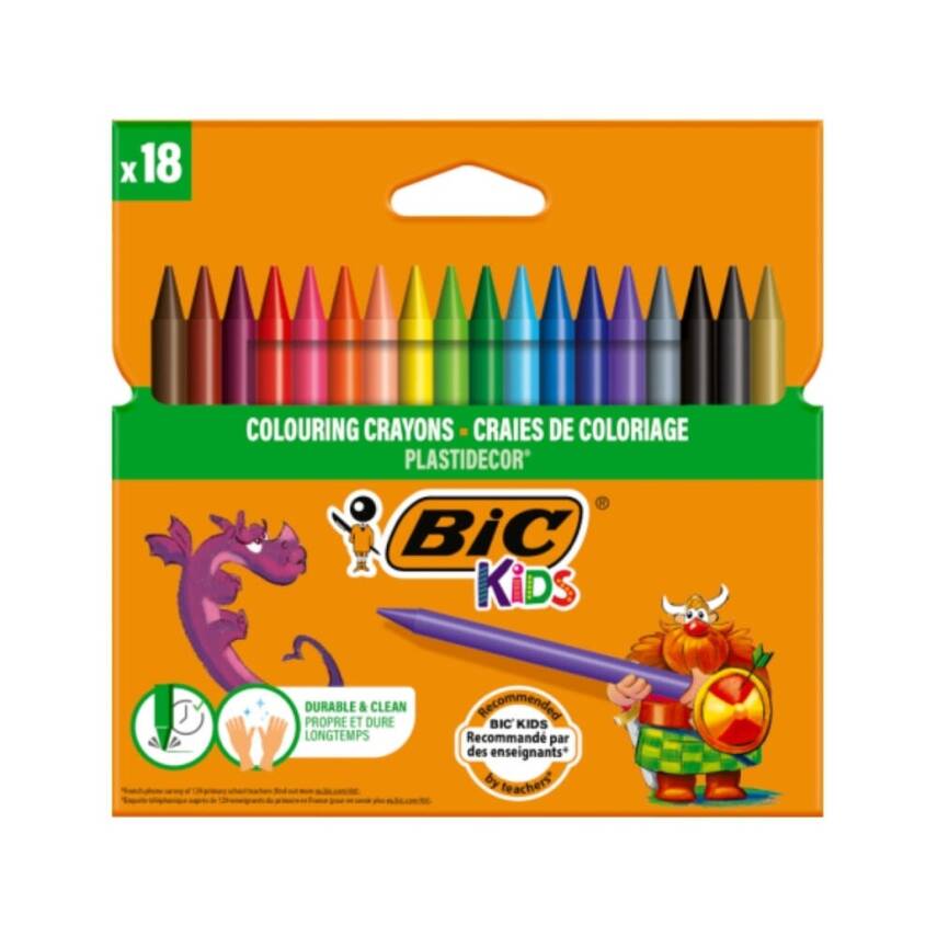 BIC Plasticdecor Pastel Boya Seti, 18 Renk, Canlı ve Dayanıklı Renkler - 1