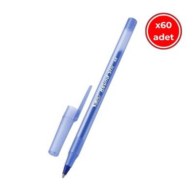 BIC Round Stic Tükenmez Kalem, 60 Adet, Mavi, 1.0 mm, Yağ Bazlı - BIC