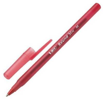 BIC Round Stic Tükenmez Kalem, 1.0mm Uç, Uzun Ömür, Yağ Bazlı, Kırmızı - BIC