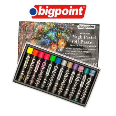 Bigpoint Artists's Yağlı Pastel Boya, Metalik-Fosforlu Renk, 12 Renk - 3