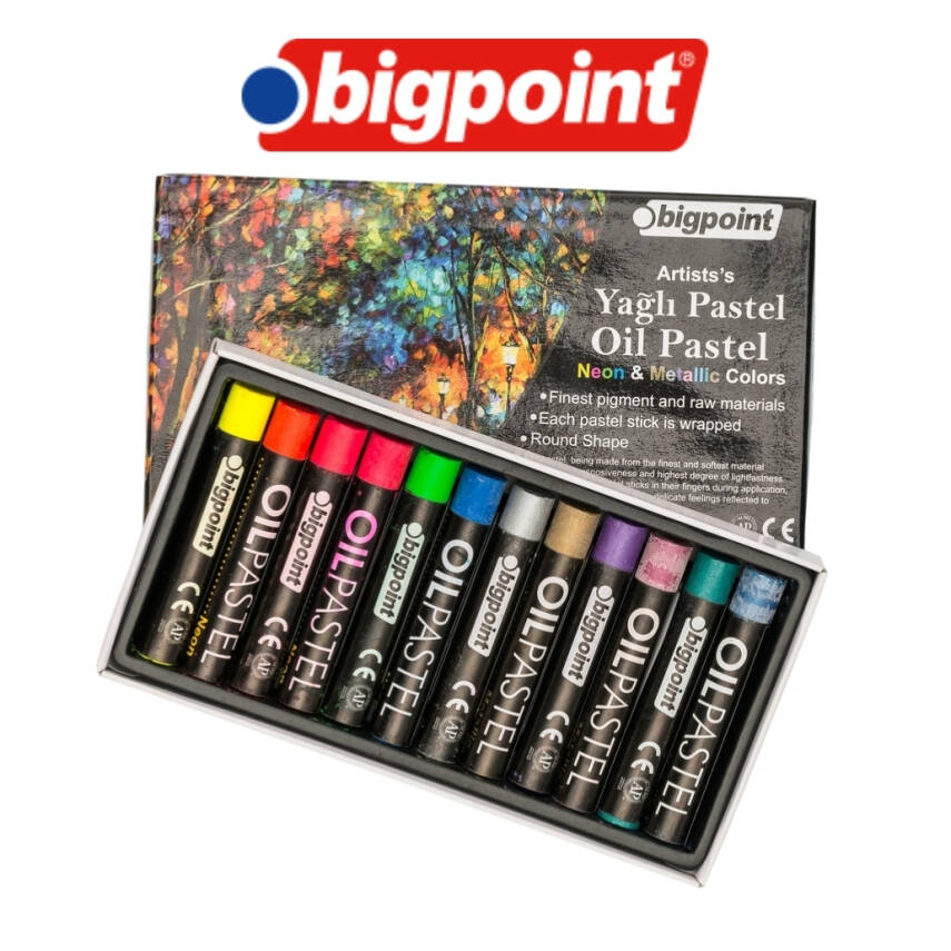 Bigpoint Artists's Yağlı Pastel Boya, Metalik-Fosforlu Renk, 12 Renk - 3