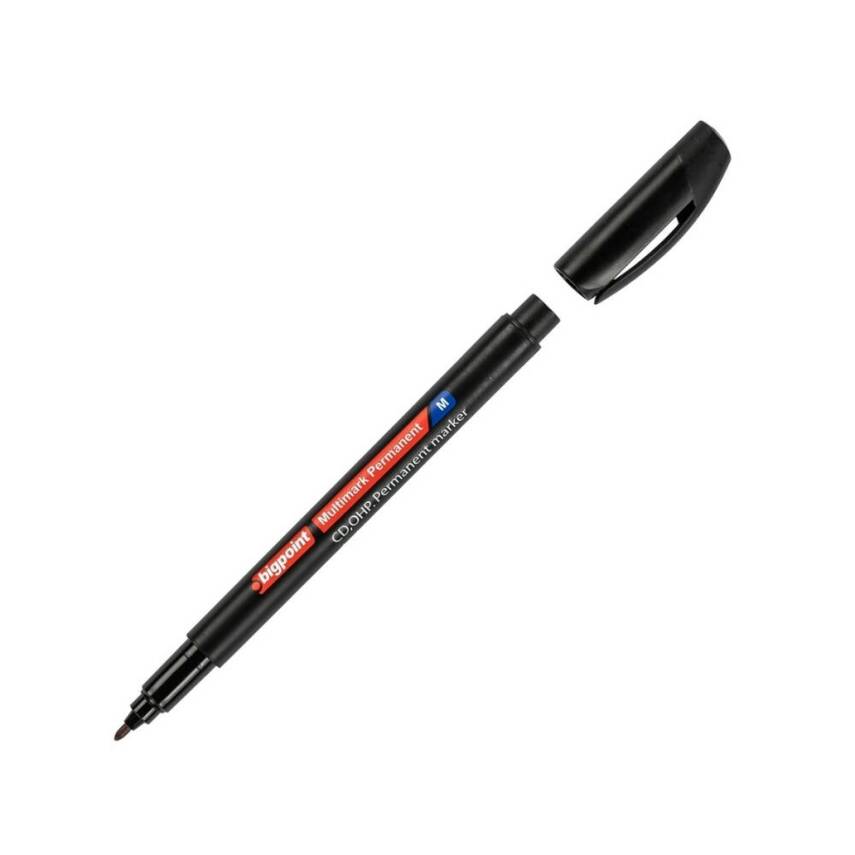 Bigpoint Asetat Kalemi, Standart Uçlu (M), 1.0 mm, Hızlı Kurur, Siyah - 1