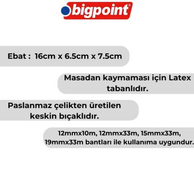 Bigpoint Bant Kesme Makinesi, 33 mt, Orta Boy, Mavi, 12-19 mm Uyumlu - 2