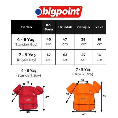 Bigpoint Boyama Önlüğü, Cırtlı, Su ve Boya Geçirmez, Standart, 4-6 Yaş - 2