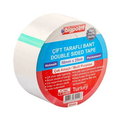 Bigpoint Çift Taraflı Hotmelt Bant, 58 mm x 25 m, Tüm Yüzeyler İçin - Bigpoint