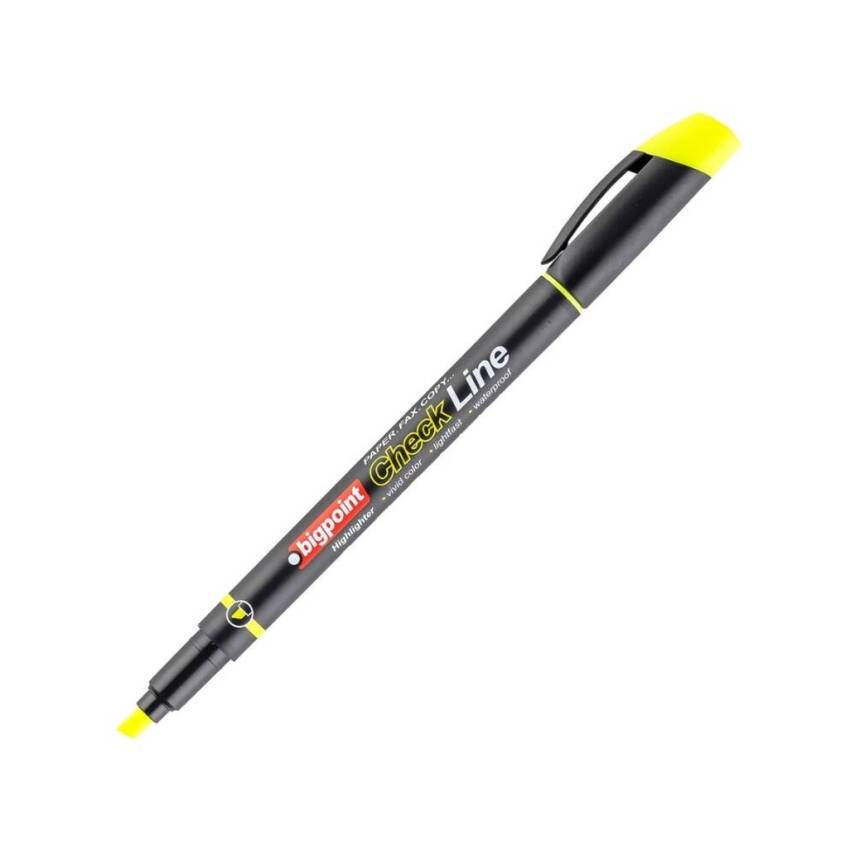 Bigpoint Fosforlu Kalem, Cep Tipi, Su Bazlı, Kurumaya Dayanıklı, Sarı - 1