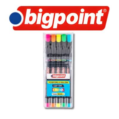 Bigpoint Fosforlu Kalem Seti, 5’li, Cep Tipi, Dayanıklı, 5 Farklı Renk - 7