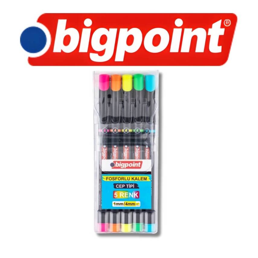 Bigpoint Fosforlu Kalem Seti, 5’li, Cep Tipi, Dayanıklı, 5 Farklı Renk - 7