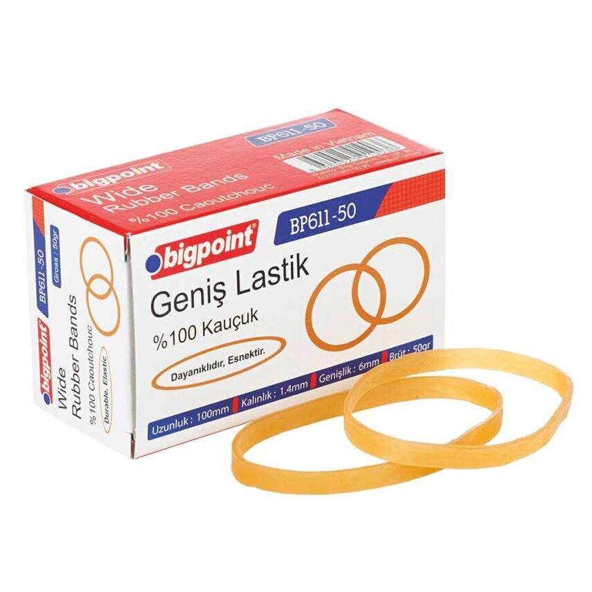 Bigpoint Geniş Ambalaj Lastiği, 50 gr, %100 Kauçuk, 100 mm, Dayanıklı - 1