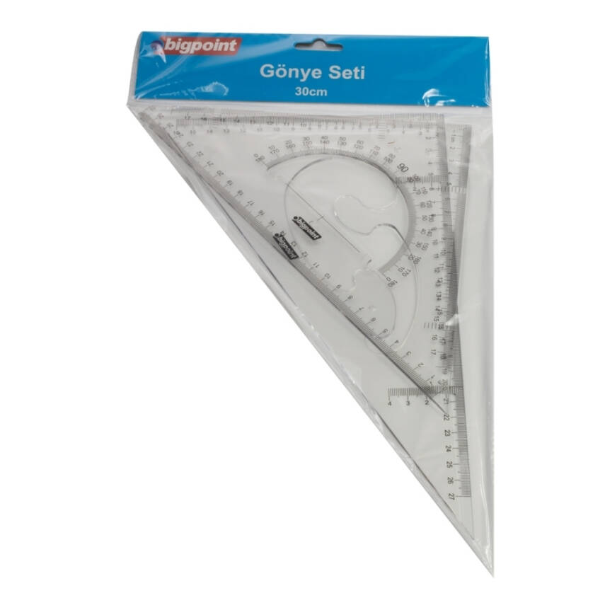 Bigpoint Gönye Seti, Kolay Kırılmaz PS Plastik, 2’li Set, 30 cm - 4
