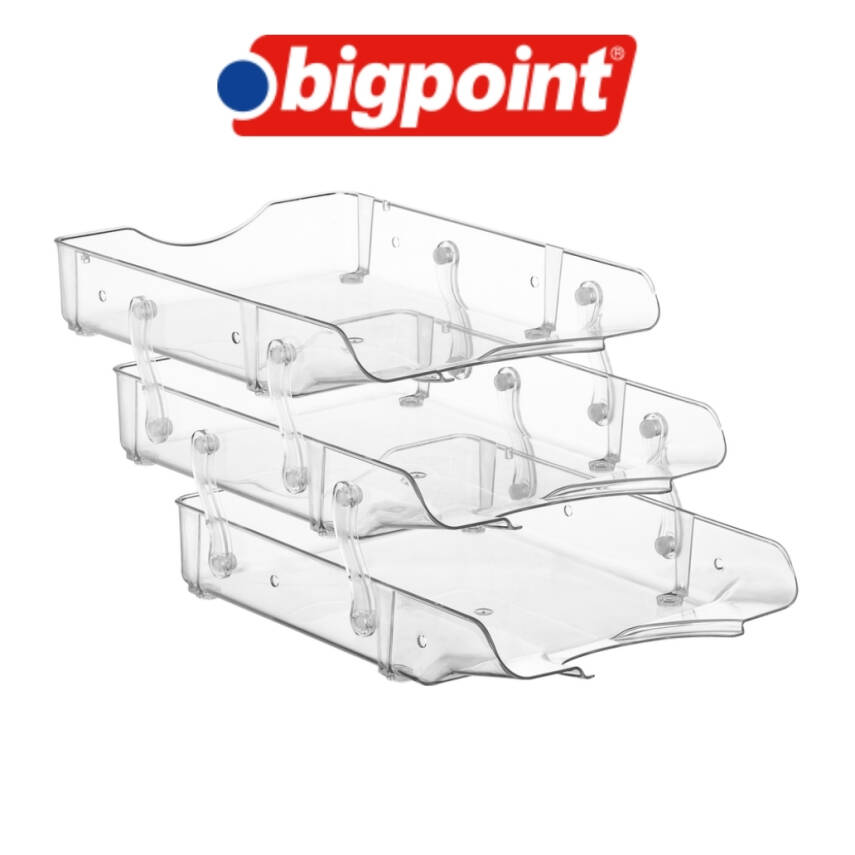 Bigpoint Hareketli 3'lü Evrak Rafı, A4 Boyut, Şeffaf - 3