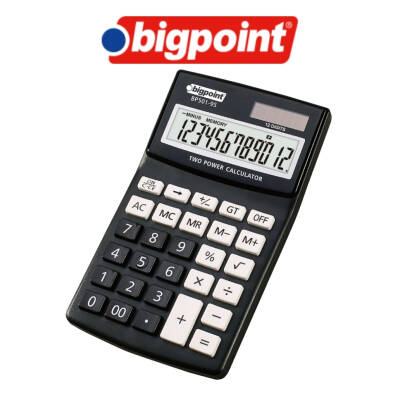 Bigpoint Hesap Makinesi, 12 Haneli, Güneş Enerjili, Siyah - 3