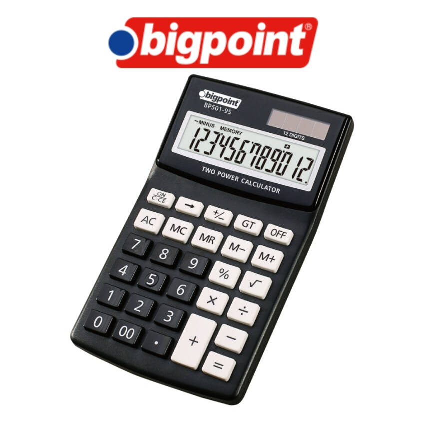 Bigpoint Hesap Makinesi, 12 Haneli, Güneş Enerjili, Siyah - 3