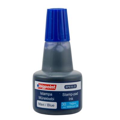 Bigpoint Istampa Mürekkebi, 30 ml, Yağsız, Kalıcı, Kaşe Uyumlu, Mavi - Bigpoint