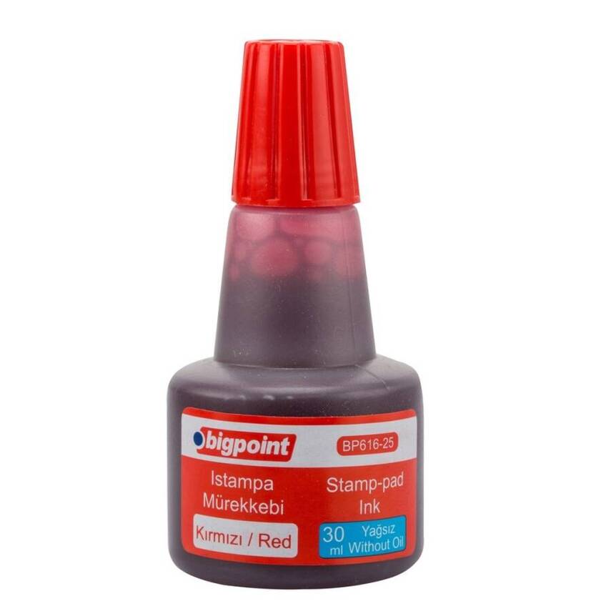 Bigpoint Istampa Mürekkebi, 30 ml, Yağsız, Kalıcı, Kaşe Uyum, Kırmızı - 1