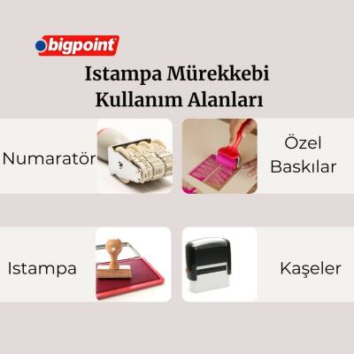 Bigpoint Istampa Mürekkebi, 30 ml, Yağsız, Kalıcı, Kaşe Uyum, Kırmızı - 2