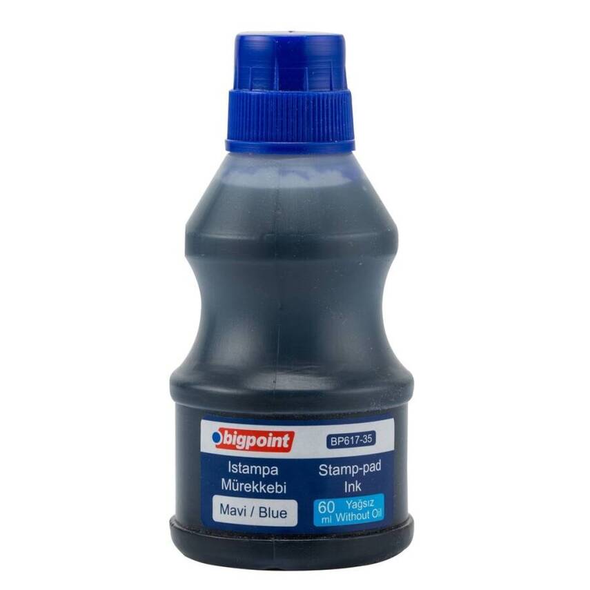 Bigpoint Istampa Mürekkebi, 60 ml, Kaşe ve Istampa Uyumu, Yağsız, Mavi - 1