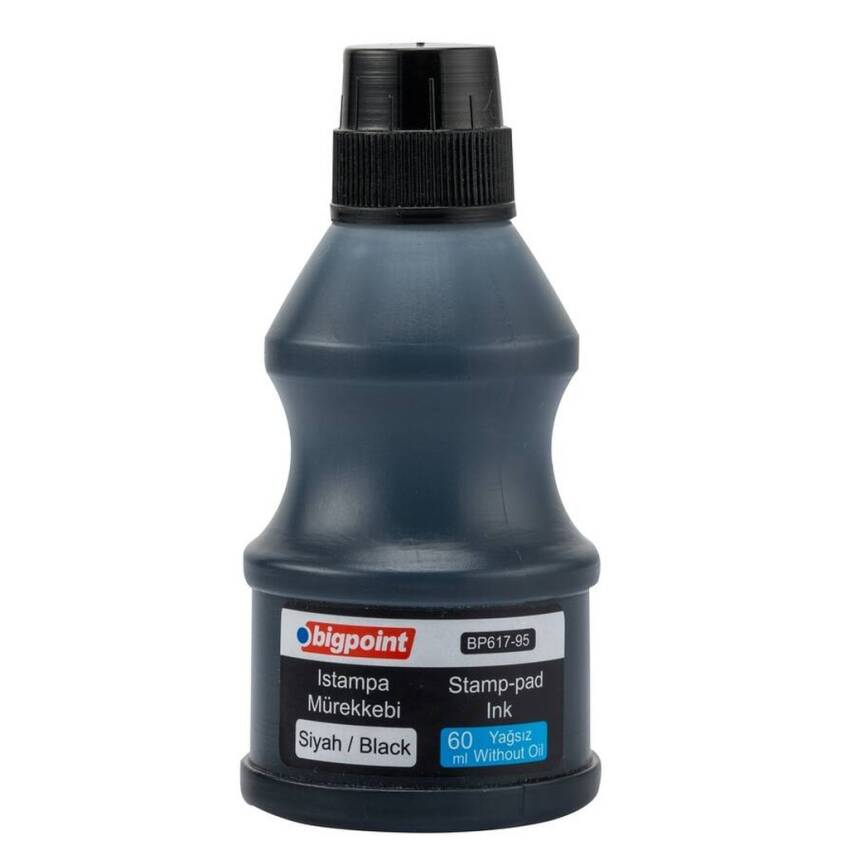 Bigpoint Istampa Mürekkebi, 60 ml, Kaşe ve Istampa İçin, Yağsız, Siyah - 1