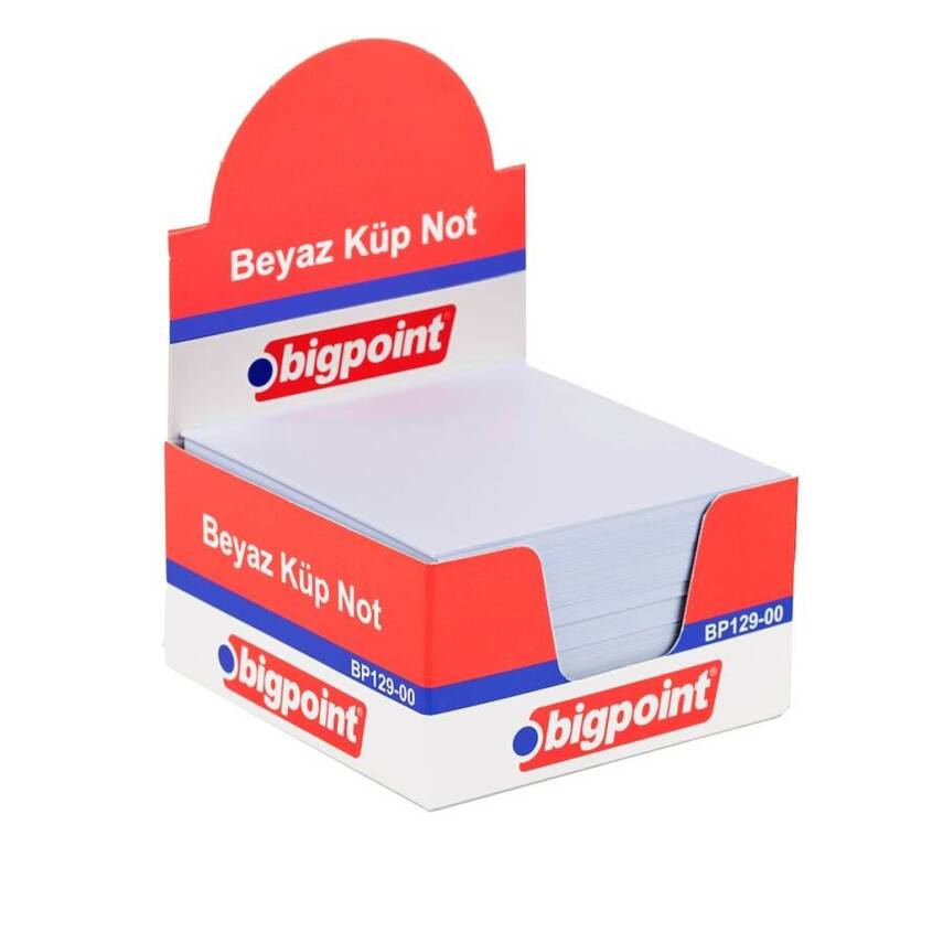 Bigpoint Küp Notluk, Karton Kutu, 500 Yaprak, 8x8cm, Küçük Not, Beyaz - 1