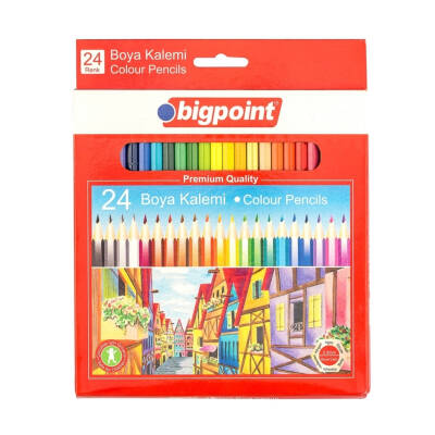 Bigpoint Kuru Boya Kalemi, 24 Renkli, Altıgen Gövdeli - Bigpoint