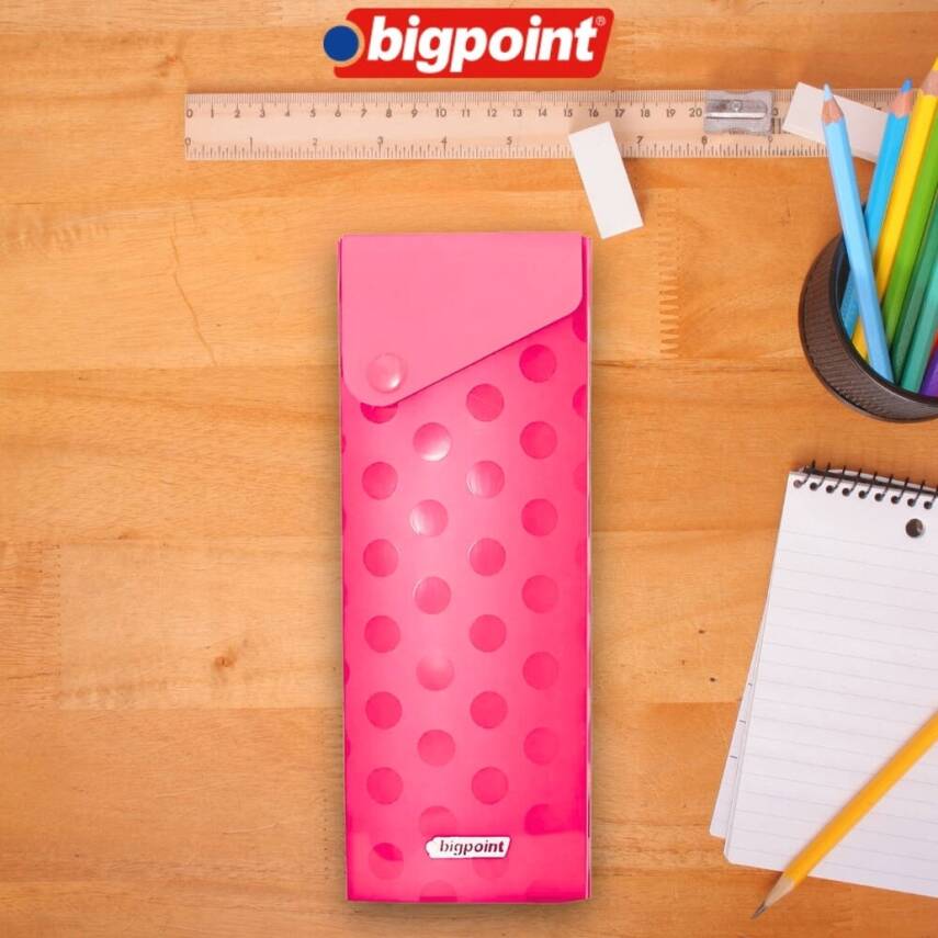 Bigpoint Kutu Kalemlik, Çıtçıtlı Kapak, Kolay Kullanım, Geniş, Pembe - 1
