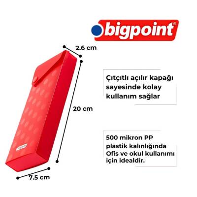 Bigpoint Kutu Kalemlik, Çıtçıtlı Kapak, Kolay Kullanım, Geniş, Pembe - 2