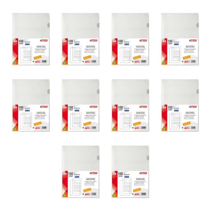 Bigpoint L Dosya, 10 Adet, Standart 90 Mikron, 100'lü, Kolay Arşivleme - 2
