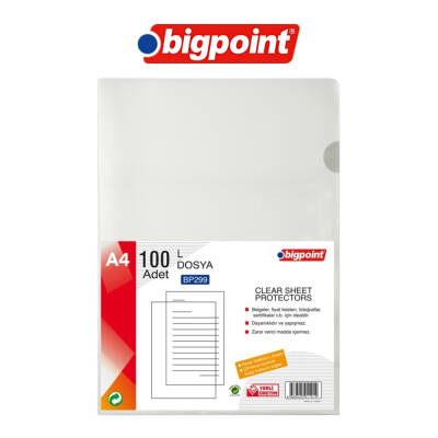 Bigpoint L Dosya, Standart, 90 Mikron, 100'lü, A4, Kolay Arşivleme - 3