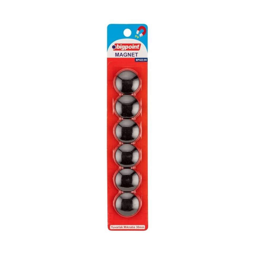 Bigpoint Magnet 30 mm Mıknatıs, Siyah, 6’lı Blister, Plastik Kaplama - 1