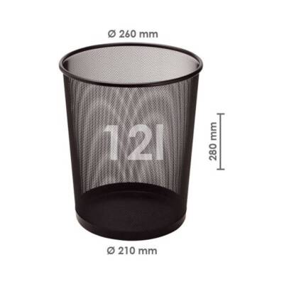 Bigpoint Metal Perfore Çöp Kovası, Büyük Boy, Siyah, 12 L, Paslanmaz - 2