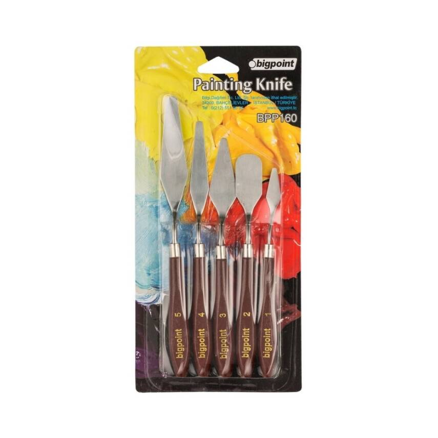 Bigpoint Metal Spatula Seti, 5’li, Paslanmaz Çelik, Ahşap Saplı Yapı - 1