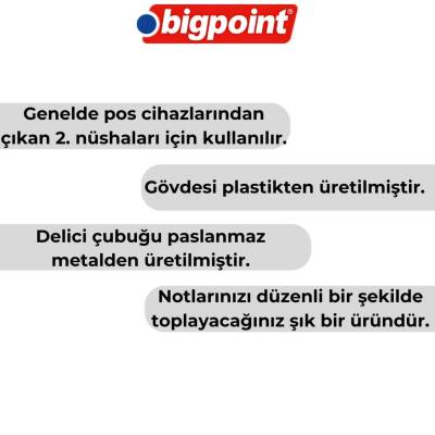 Bigpoint Not Kağıdı Tutacağı, Paslanmaz İğne, Kasa Fiş Tutucu, Kırmızı - 2